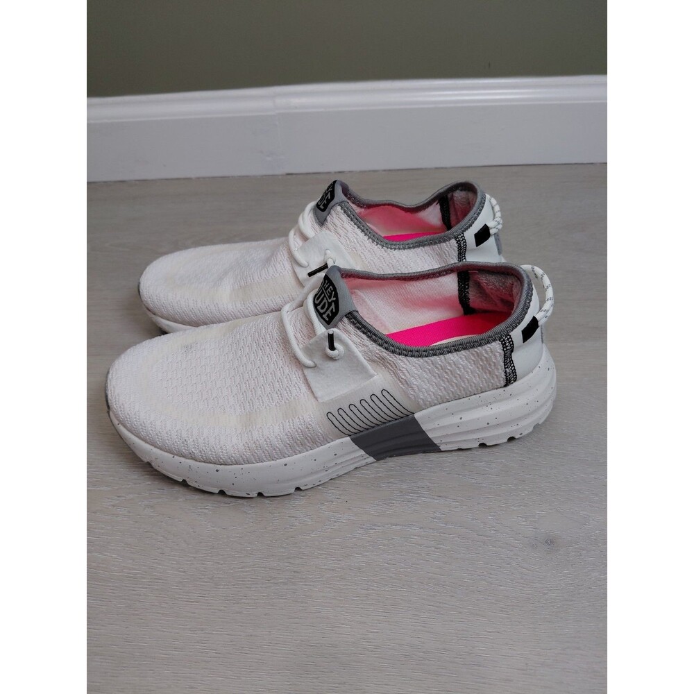 Hey Dude Sirocco W Sport Stripe Shoes Womens Size 9W White Mesh Walking Sneakers